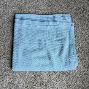 LINEN SOURCE King 108x96 Light Blue Supima 100% Cotton Blanket Herringbone Cozy